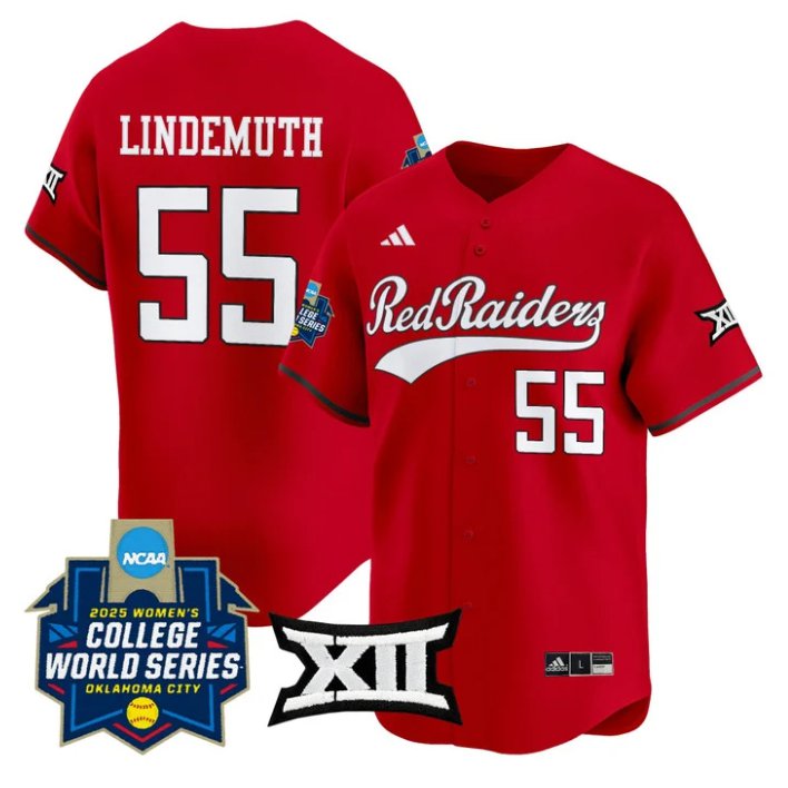 Personalized Bailey Lindemuth Jersey #55 Texas Tech Red Raiders Softball 2025 World Series Stitched Red