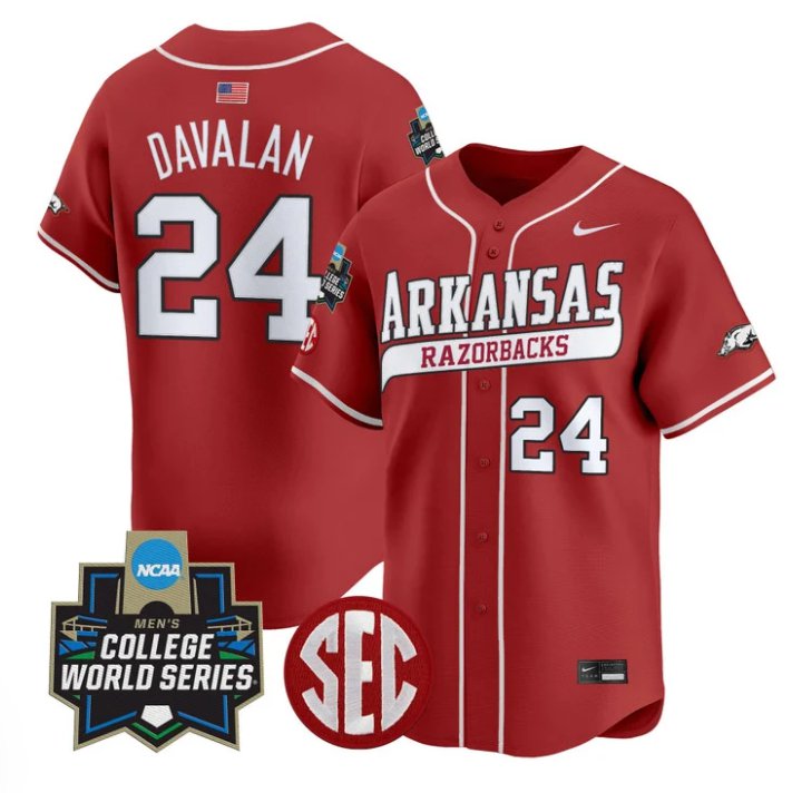 Personalized Charles Davalan Jersey #24 Arkansas Razorbacks 2025 World Series Cardinal