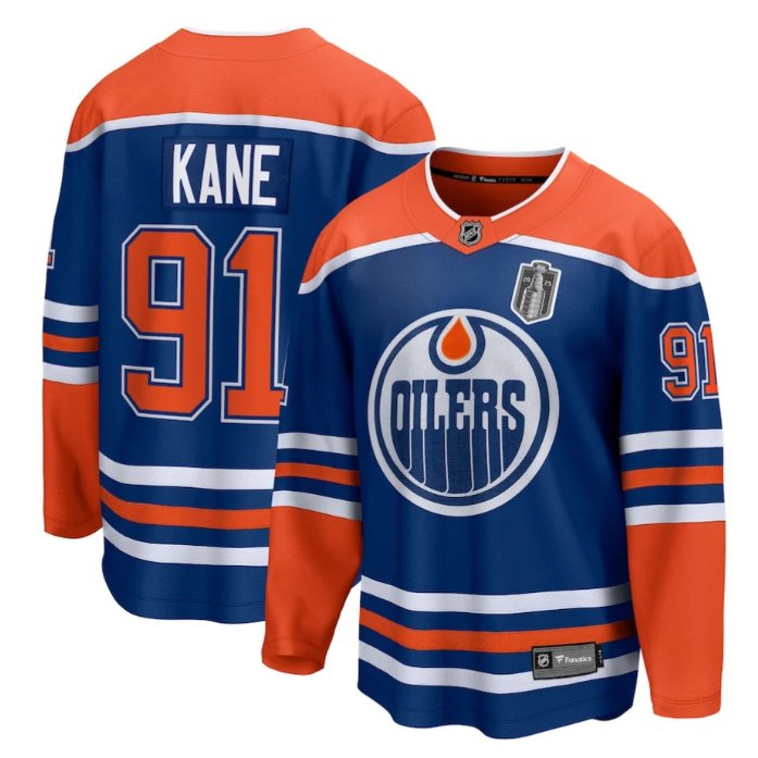 Personalized Evander Kane 91 Edmonton Oilers 2025 Stanley Cup Final Home Breakaway Men Jersey Royal