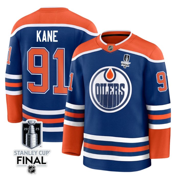 Personalized Evander Kane 91 Edmonton Oilers 2025 STANLEY CUP Final Patch Home Men Jersey Royal