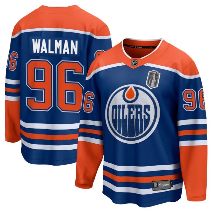 Personalized Jake Walman 96 Edmonton Oilers 2025 Stanley Cup Final Home Breakaway Men Jersey – Royal
