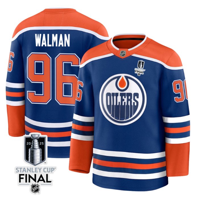 Personalized Jake Walman 96 Edmonton Oilers 2025 STANLEY CUP Final Patch Home Men Jersey Royal
