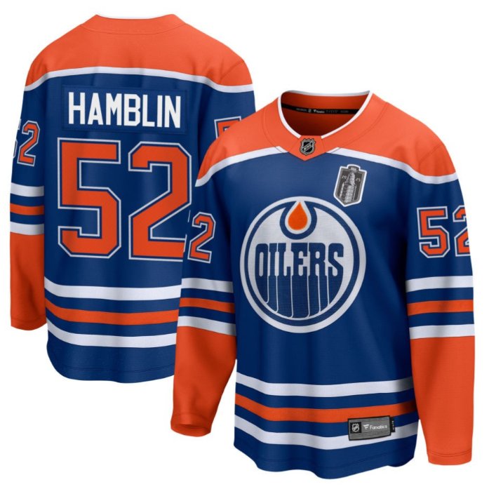 Personalized James Hamblin 52 Edmonton Oilers 2025 Stanley Cup Final Home Breakaway Men Jersey Royal