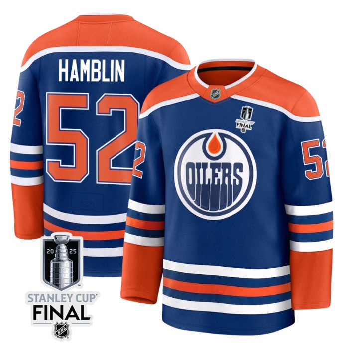Personalized James Hamblin 52 Edmonton Oilers 2025 STANLEY CUP Final Patch Home Men Jersey Royal