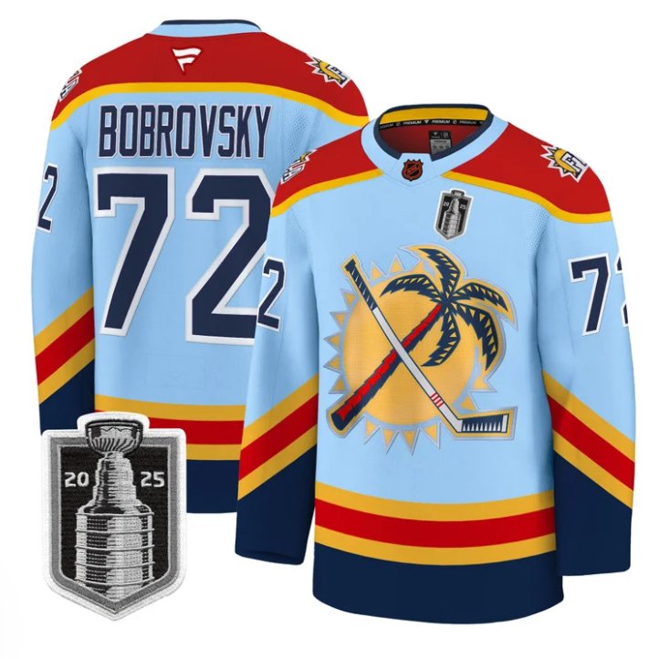 Personalized Sergei Bobrovsky Jersey #72 Florida Panthers 2025 Stanley Cup Final Blue
