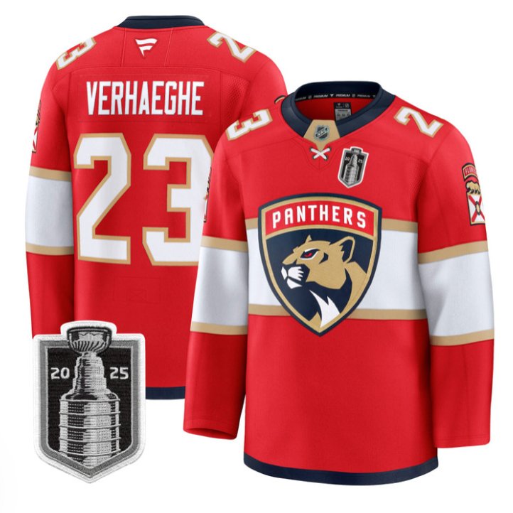 Personalized Carter Verhaeghe Jersey #23 Florida Panthers 2025 Stanley Cup Final Stitched Red