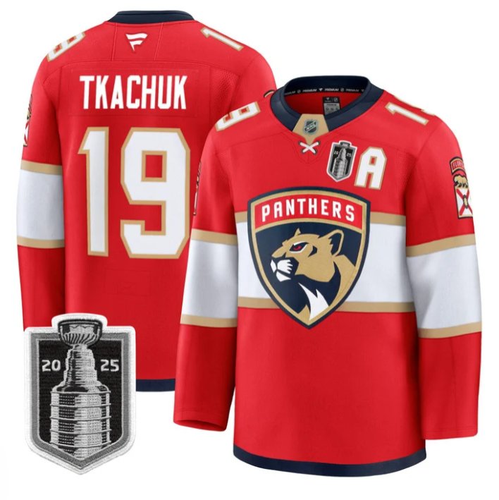 Personalized Matthew Tkachuk Jersey #19 Florida Panthers 2025 Stanley Cup Final Stitched Red