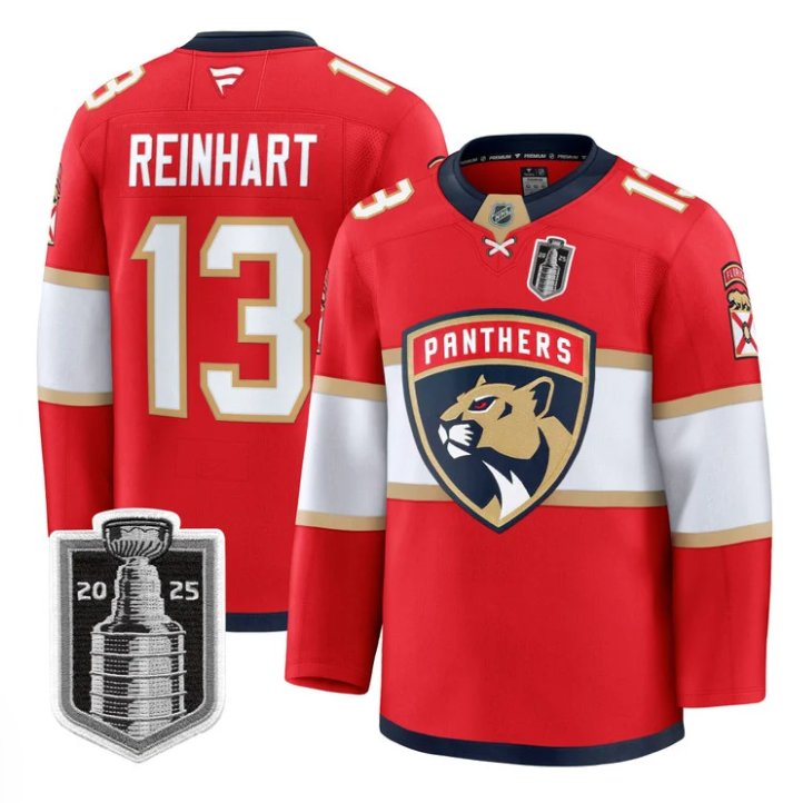 Personalized Sam Reinhart Jersey #13 Florida Panthers 2025 Stanley Cup Final Stitched Red