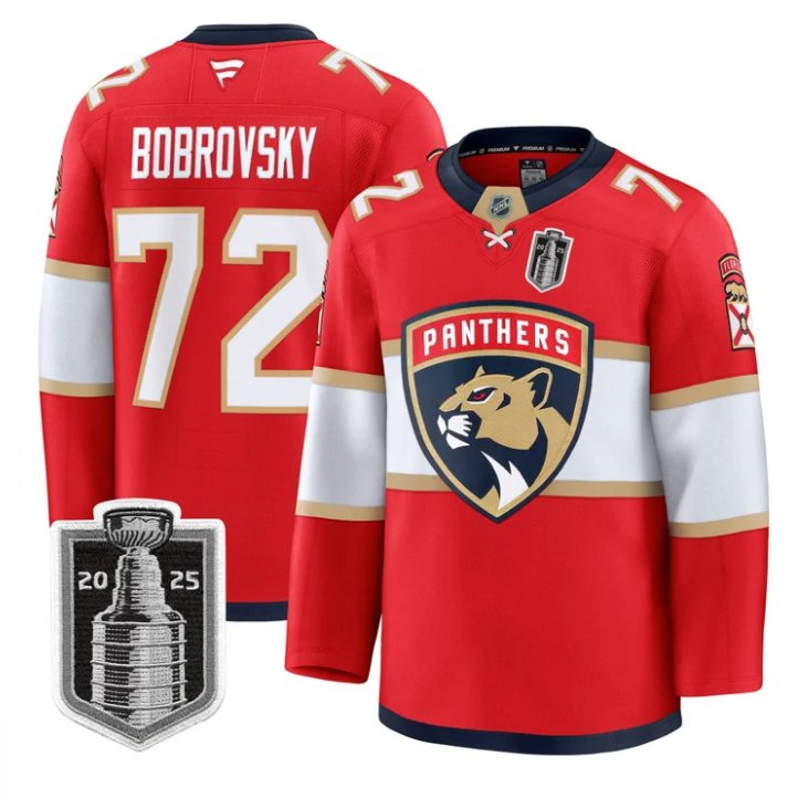 Personalized Sergei Bobrovsky Jersey #72 Florida Panthers 2025 Stanley Cup Final Red