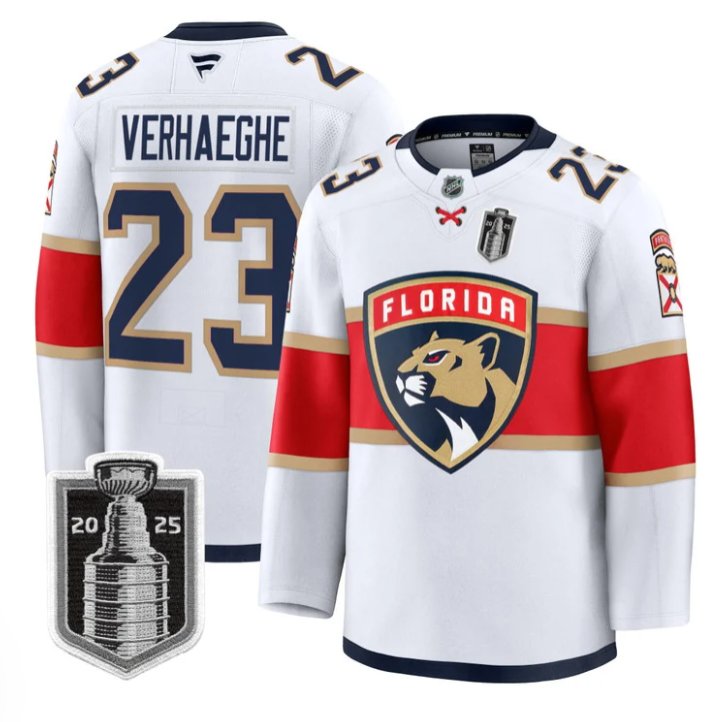 Personalized Carter Verhaeghe Jersey #23 Florida Panthers 2025 Stanley Cup Final Stitched White