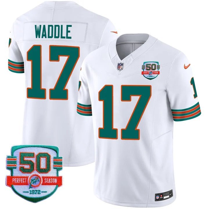 Personalized Men’s Jaylen Waddle #17 Miami Dolphins Miami Vice White Limited Jersey
