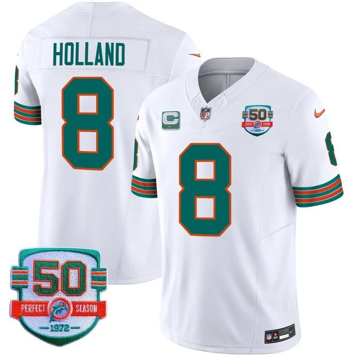 Personalized Men’s Jevon Holland #8 Miami Dolphins Miami Vice White Limited Jersey