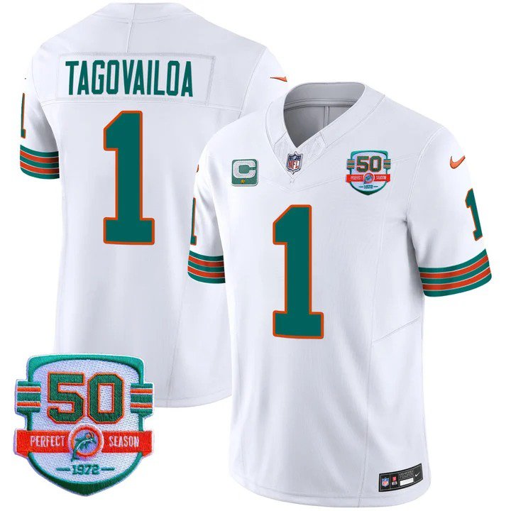 Personalized Men’s Tua Tagovailoa #1 Miami Dolphins Miami Vice White Limited Jersey