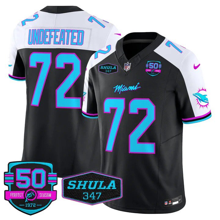 Personalized Men’s Undefeated #72 Miami Dolphins Miami Vice Limited Black Alternate Jersey