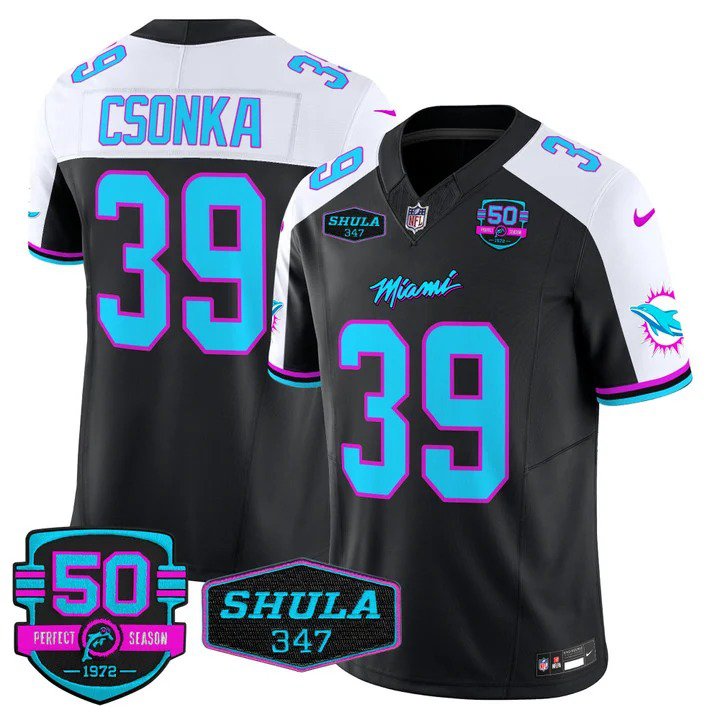 Personalized Men’s Larry Csonka #39 Miami Dolphins Miami Vice Limited Black Alternate Jersey