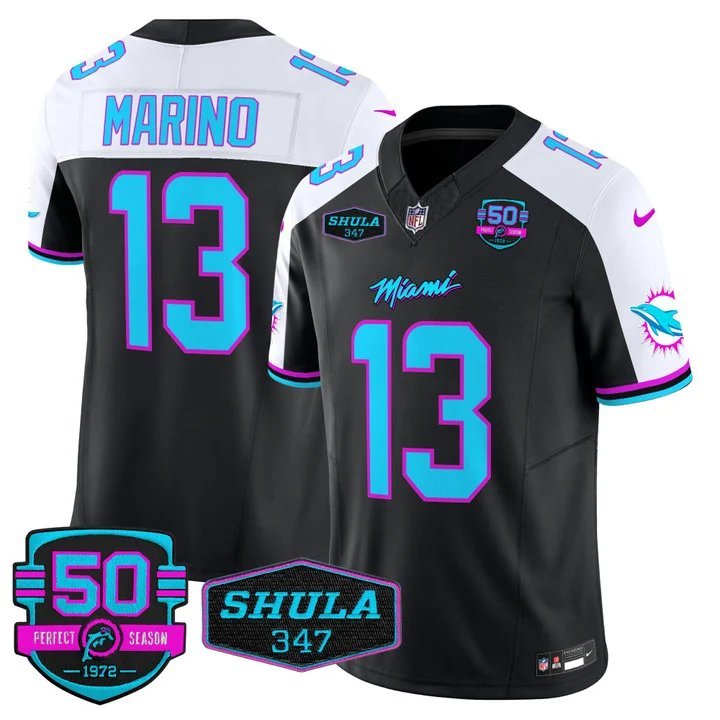 Personalized Men’s Dan Marino #13 Miami Dolphins Miami Vice Limited Black Alternate Jersey