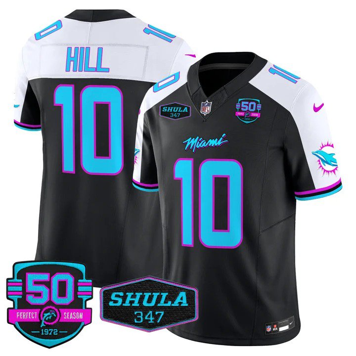 Personalized Men’s Tyreek Hill #10 Miami Dolphins Miami Vice Limited Black Alternate Jersey