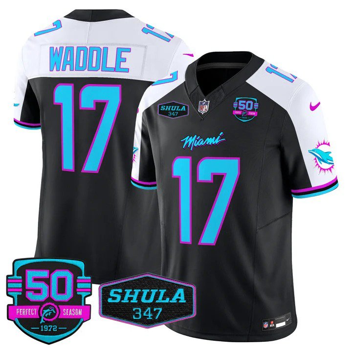 Personalized Men’s Jaylen Waddle #17 Miami Dolphins Miami Vice Limited Black Alternate Jersey