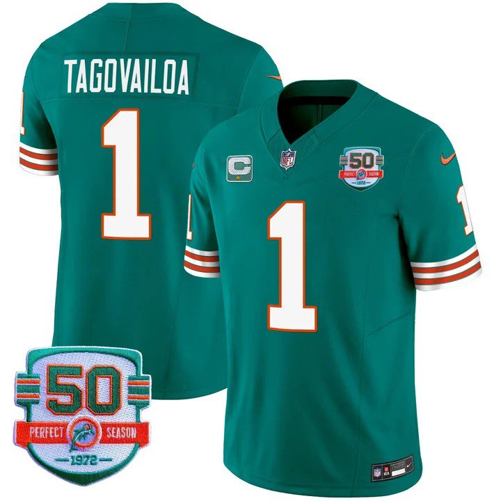 Personalized Men’s Tua Tagovailoa #1 Miami Dolphins Miami Vice Aqua Limited Jersey