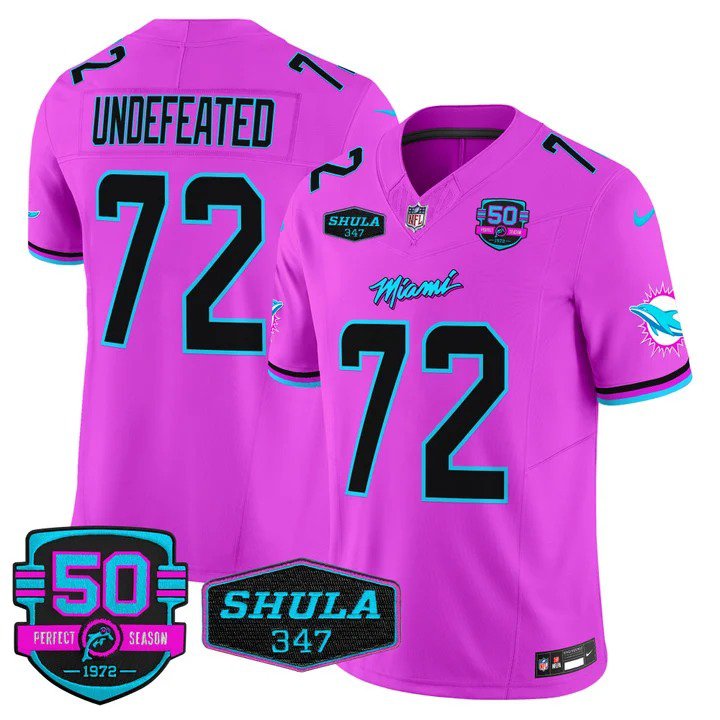 Personalized Men’s Undefeated #72 Miami Dolphins Miami Vice Pink Limited Jersey