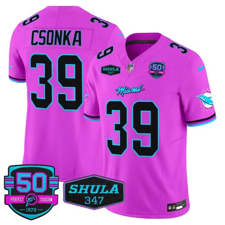 Personalized Men’s Larry Csonka #39 Miami Dolphins Miami Vice Pink Limited Jersey
