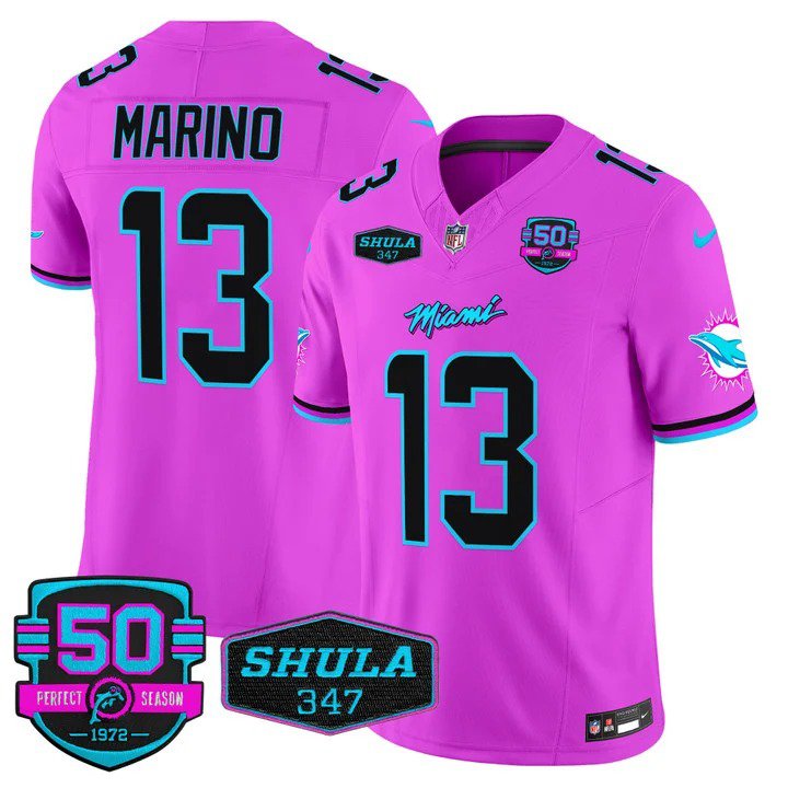 Personalized Men’s Dan Marino #13 Miami Dolphins Miami Vice Pink Limited Jersey