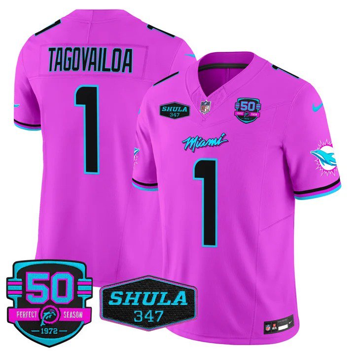 Personalized Men’s Tua Tagovailoa #1 Miami Dolphins Miami Vice Pink Limited Jersey