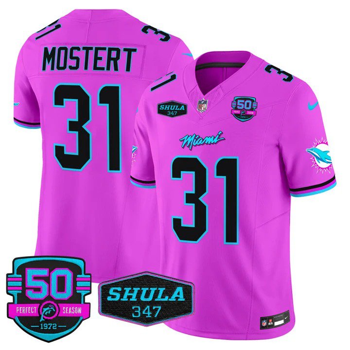 Personalized Men’s Raheem Mostert #31 Miami Dolphins Miami Vice Pink Limited Jersey
