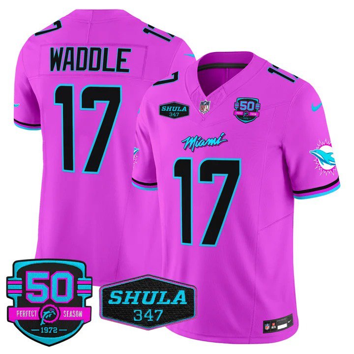 Personalized Men’s Jaylen Waddle #17 Miami Dolphins Miami Vice Pink Limited Jersey