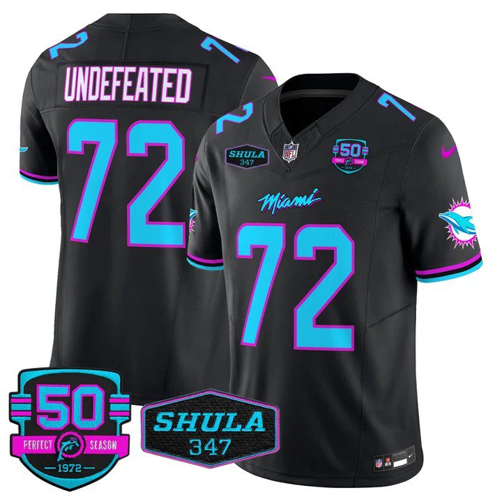 Personalized Men’s Undefeated #72 Miami Dolphins Miami Vice Black Limited Jersey