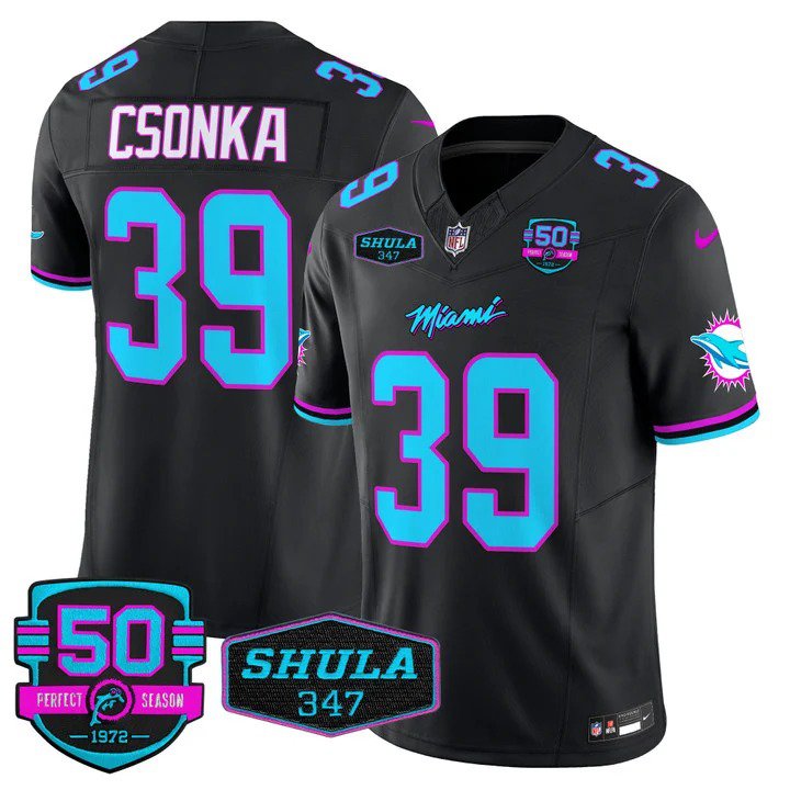 Personalized Men’s Larry Csonka #39 Miami Dolphins Miami Vice Black Limited Jersey