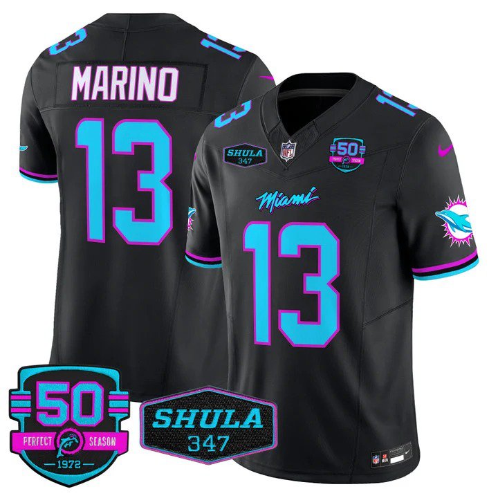 Personalized Men’s Dan Marino #13 Miami Dolphins Miami Vice Black Limited Jersey