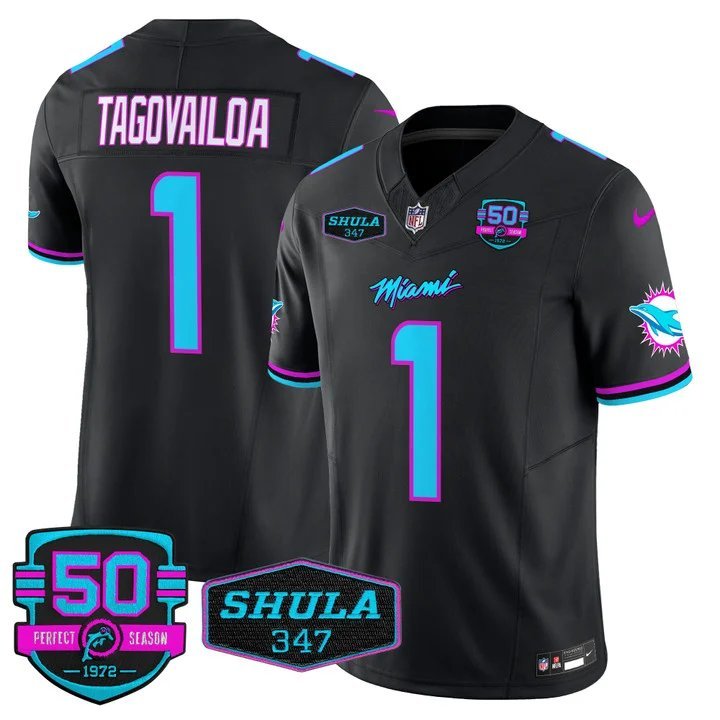 Personalized Men’s Tua Tagovailoa #1 Miami Dolphins Miami Vice Black Limited Jersey