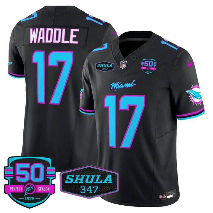 Personalized Men’s Jaylen Waddle #17 Miami Dolphins Miami Vice Black Limited Jersey