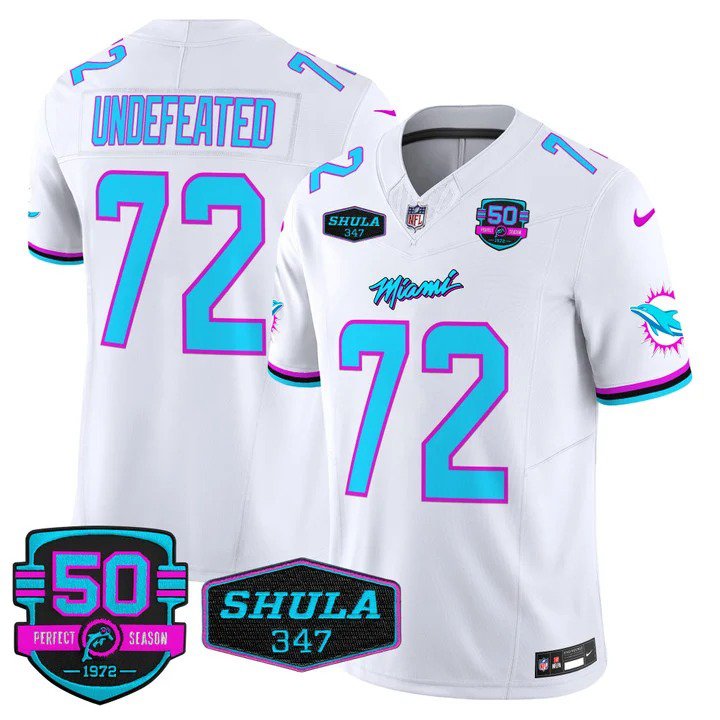 Personalized Men’s Undefeated #72 Miami Dolphins Miami Vice White Limited Jersey