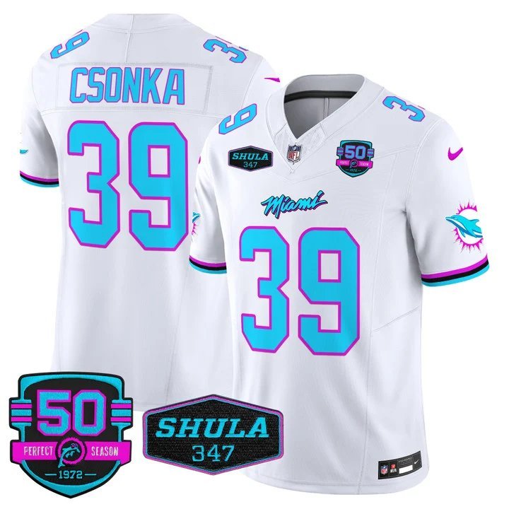 Personalized Men’s Larry Csonka #39 Miami Dolphins Miami Vice White Limited Jersey