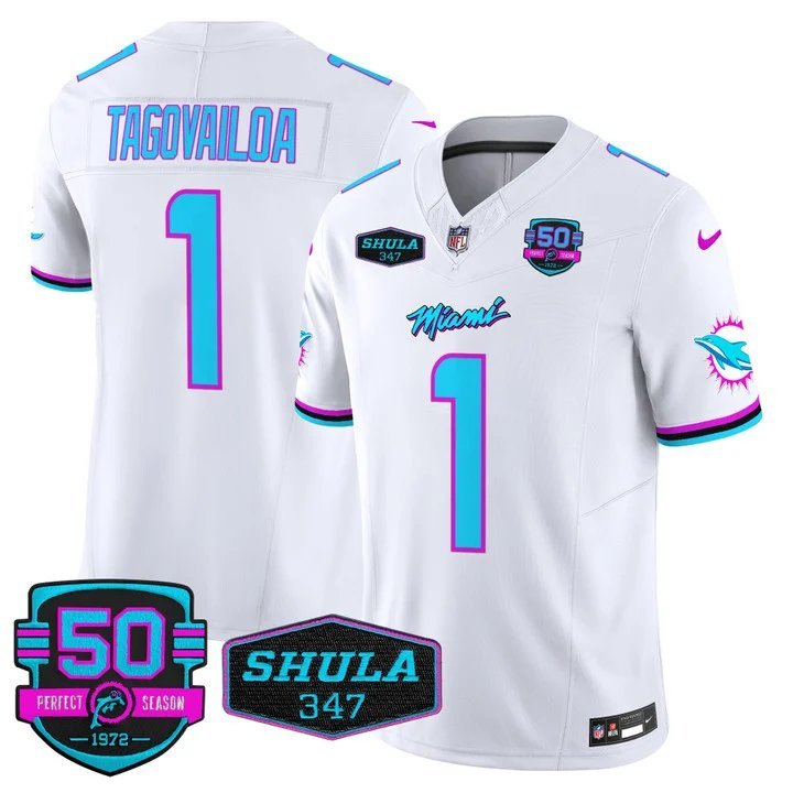 Personalized Men’s Tua Tagovailoa #1 Miami Dolphins Miami Vice White Limited Jersey