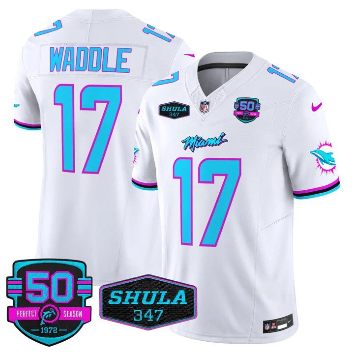 Personalized Men’s Jaylen Waddle #17 Miami Dolphins Miami Vice White Limited Jersey