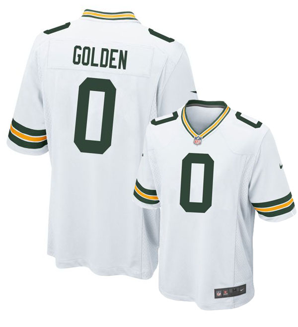 Personalized Men’s Green Bay Packers #0 Matthew Golden Away Game White Jersey