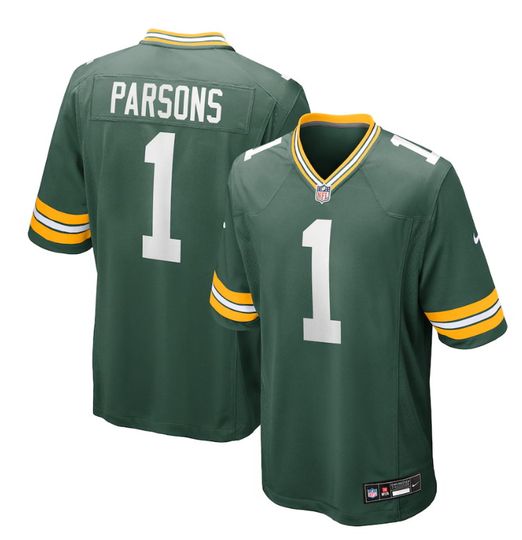Personalized Men’s #1 Micah Parsons Green Green Bay Packers Game Jersey