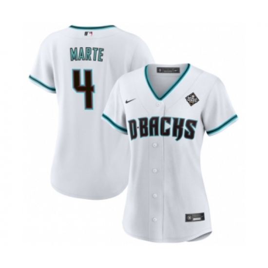 Personalized Women’s Arizona Diamondbacks #4 Ketel Marte White 2023 World Series Stitched Baseball Jersey