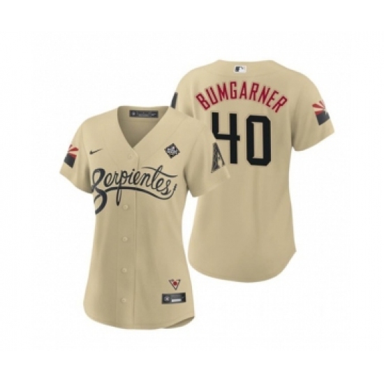 Personalized Women’s Arizona Diamondbacks #40 Madison Bumgarner Gold 2023 World Series City Connect Stitched Baseball Jersey