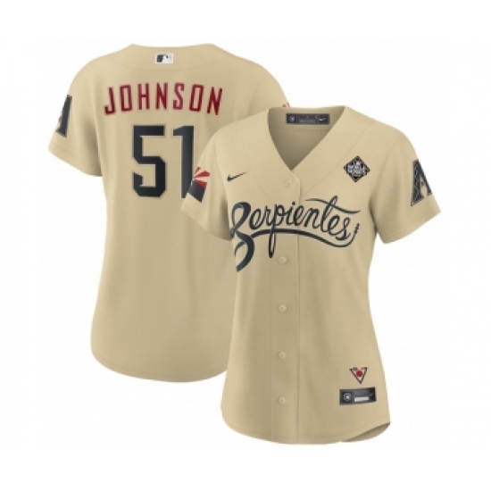 Personalized Women’s Arizona Diamondbacks #51 Randy Johnson Gold 2023 World Series City Connect Stitched Baseball Jersey