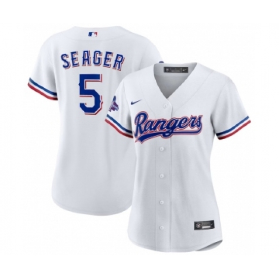 Personalized Women’s Texas Rangers #5 Corey Seager White 2023 World Series Champions Stitched Baseball Jersey