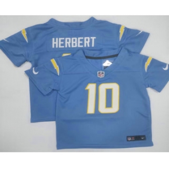 Personalized Toddler Los Angeles Chargers #10 Justin Herbert Light Blue Untouchable Stitched Limited Jersey