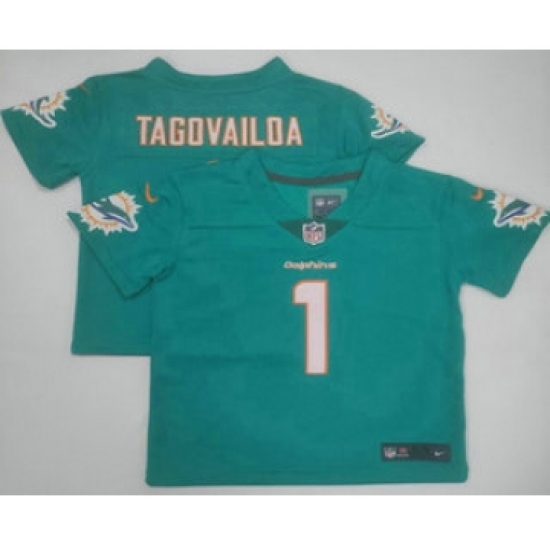 Personalized Toddler Miami Dolphins #1 Tua Tagovailoa Aqua 2022 Limited Stitched NFL Jersey