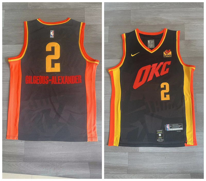 Personalized Thunder 2 Shai Gilgeous Alexander Black 2023-24 City Edition Swingman Jersey