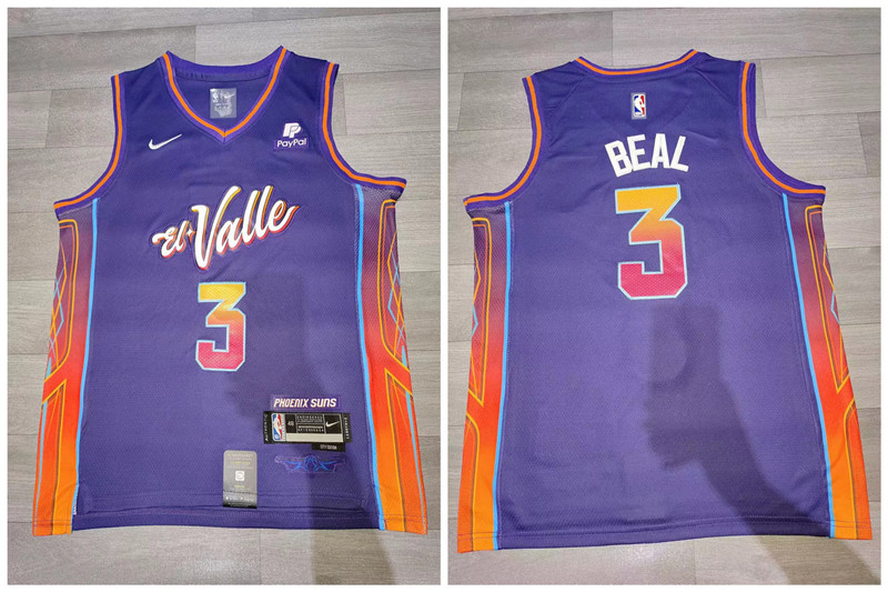 Personalized Suns 3 Bradley Beal Purple 2023-24 City Edition Swingman Jersey