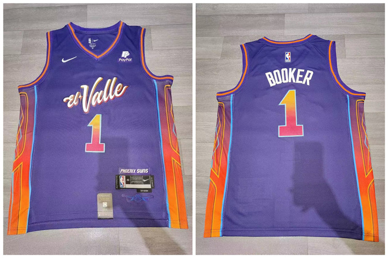 Personalized Suns 1 Devin Booker Purple 2023-24 City Edition Swingman Jersey