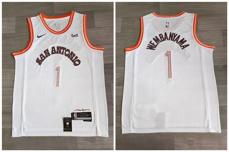 Personalized Spurs 1 Victor Wembanyama White 2023-24 City Edition Swingman Jersey